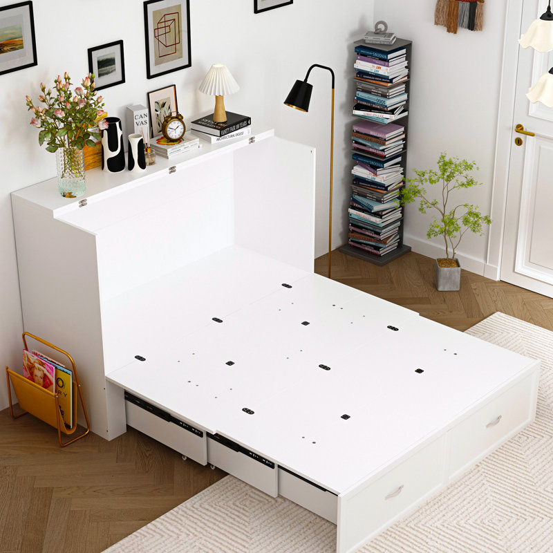 Latitude Run Detravious Fold Out Murphy Bed With Power Outlets ...